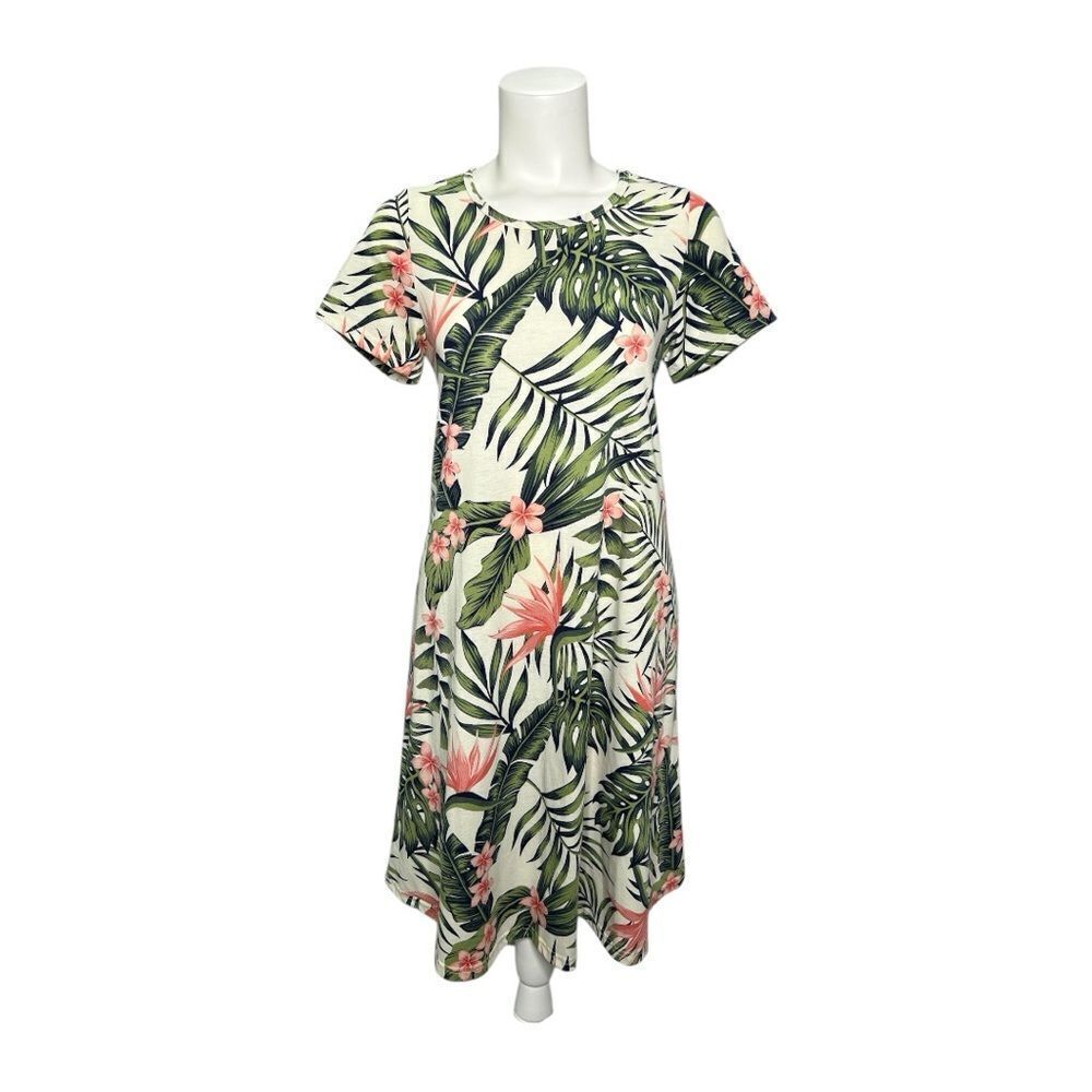 LuLaRoe Green Tropical Shift‎ Dress sz XS